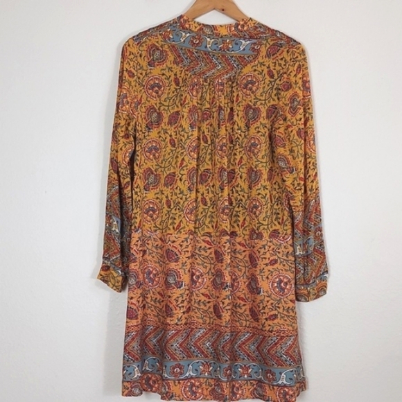 Anthropologie TINY Ismelda Tunic Dress Floral Yellow Printed Long Sleeve Small - Picture 6 of 16